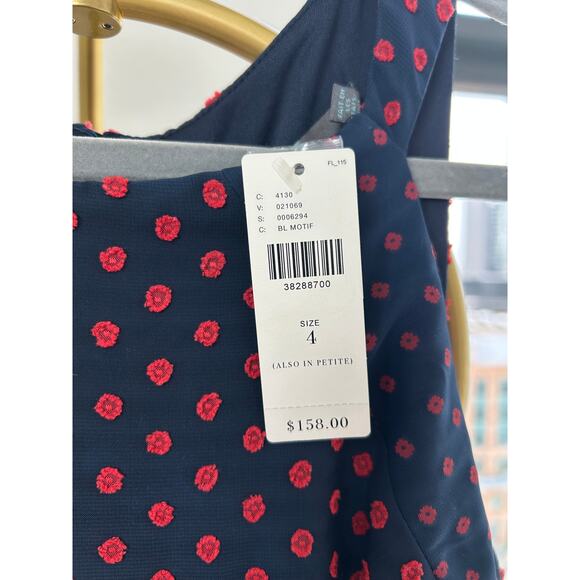 Anthropologie | NWT | Eva Franco Maryanne Navy/Red Dot Ruffle Dress | Size 4 - Picture 7 of 8
